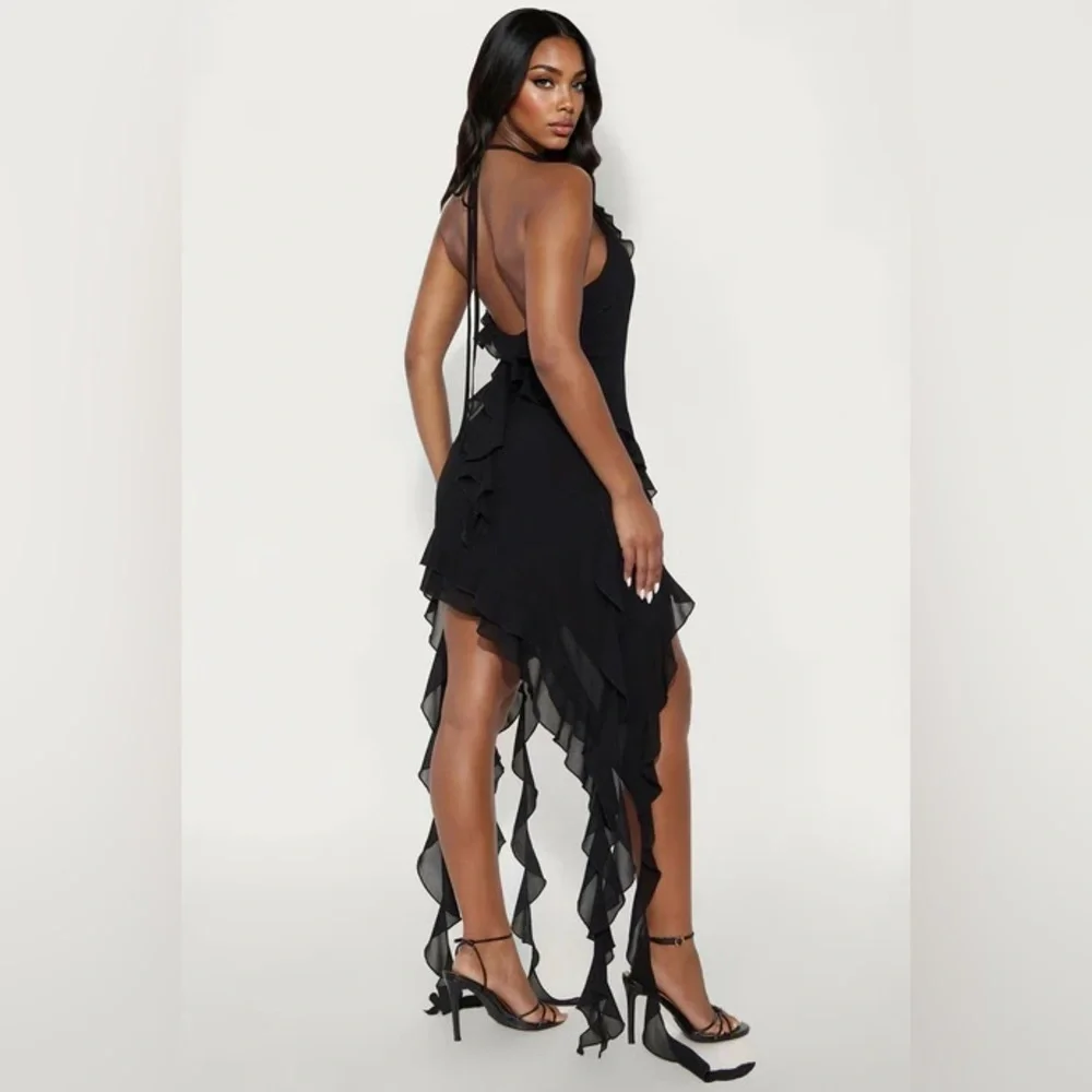 NWT Fashion Nova Ruffles and Roses Midi Dress Black Sz 2X - Picture 6 of 16